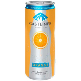 Минеральная вода Гаштайнер (Gasteiner) с газом, сок апельсина 0.33л ж/б