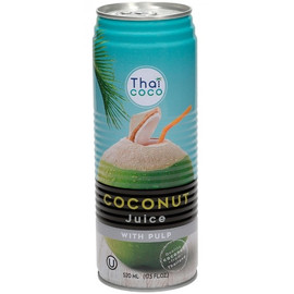 50% Кокосовый сок с мякотью «Thai Coco», 0.52л, ж/б