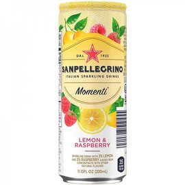Сокосодержащий напиток S.Pellegrino Lemon & Raspberry, С.Пеллегрино Лимон Малина 0.33 л ж/б