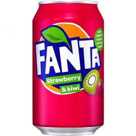 Газированный напиток «Fanta» Strawberry & Kiwi, Фанта, клубника и киви 0.33л, ж/б