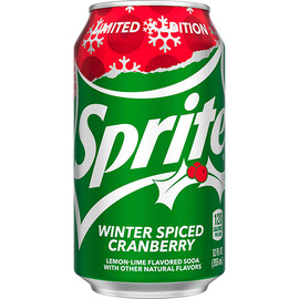 Газированный напиток «Sprite» Winter Spiced Cranberry, Спрайт Винтер Спайсед Кранберри Клюква 0.355л ж/б (США)