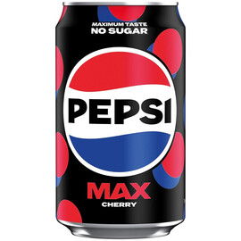 Газированный напиток «Pepsi» Max Cherry No Sugar, Пепси Макс Вишня без сахара 0.33л, банка