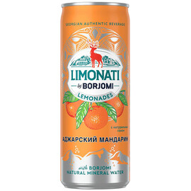 Напиток «Borjomi» Limonati, Боржоми Аджарский Мандарин с натуральным соком и природной минеральной водой, 0.33л, с газом, банка