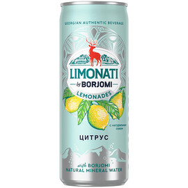Напиток «Borjomi» Limonati, Боржоми Цитрус с натуральным соком и природной минеральной водой, 0.33л, с газом, банка